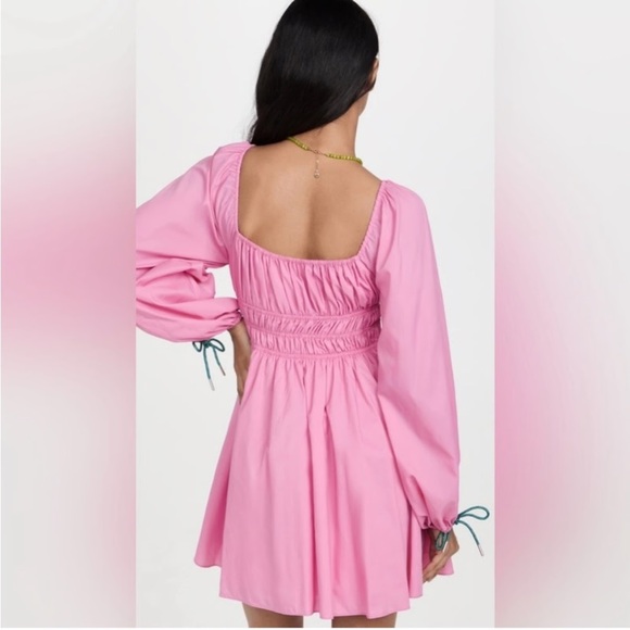 STAUD Pink Long-Balloon Sleeve Dress - Picture 2 of 13